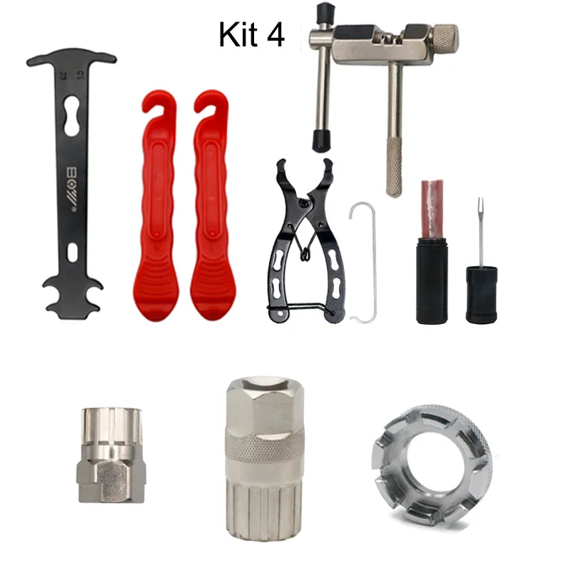 Bicycle Repair Tool Kits Bike Chain Measuring Ruler Crank Puller Extractor Tire Repair Tool Flywheel Remover Cycling Repair Part