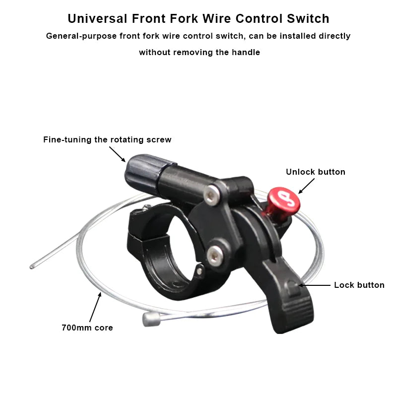 Bicycle Fork Remote Control Lever Switch With Cable Aluminum Alloy Lockout Button MTB Bike Front Fork Wire Controller Switch