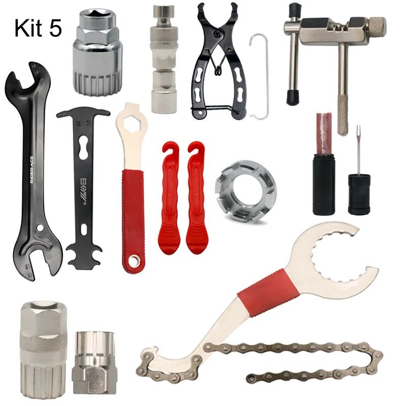 Bicycle Repair Tool Kits Bike Chain Measuring Ruler Crank Puller Extractor Tire Repair Tool Flywheel Remover Cycling Repair Part