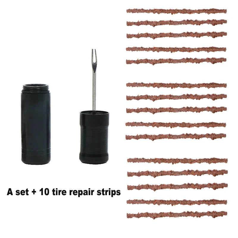 Bicycle Tire Repair Tools Rubber Strip Bike Tyre Drill MTB Road Bike Tubeless Tool Urgent Glue Free Repair Rubber Stripes Set