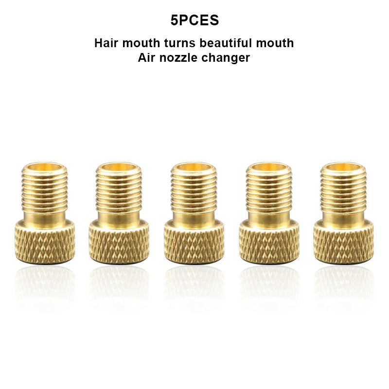 5Pcs Bicycle Tire Transfer Valve Adapter Presta To Schrader Copper Valve Adaptor Wheels Gas Nozzle Tool Cycling Accessories