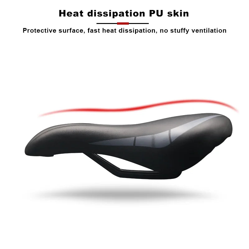 Bicycle Saddle Extra Soft Gel Leather Shock Absorbing Design Mountain Road Bike Comfort Soft Cushion Cycling Padded Wide Saddle