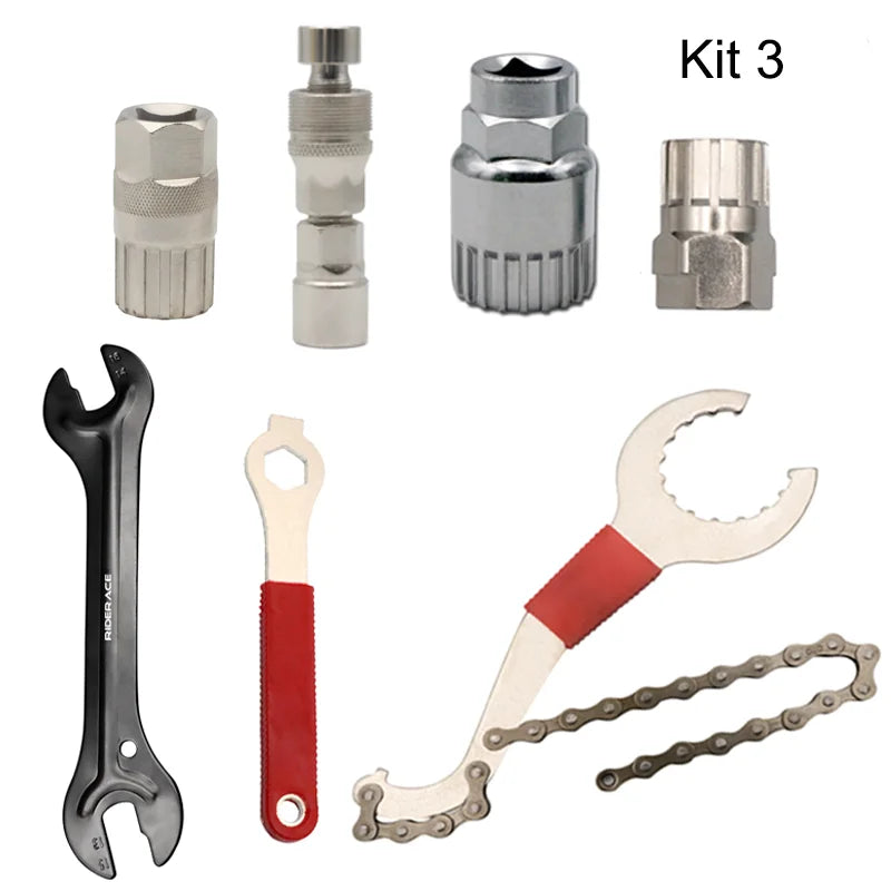 Bicycle Repair Tool Kits Bike Chain Measuring Ruler Crank Puller Extractor Tire Repair Tool Flywheel Remover Cycling Repair Part