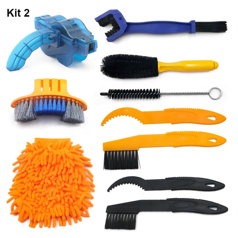 Bicycle Cleaning Kit Mountain Bike Chain Cleaner Scrubber Tire Brushes Washing Glove Cycling Maintenance Tool Accessories