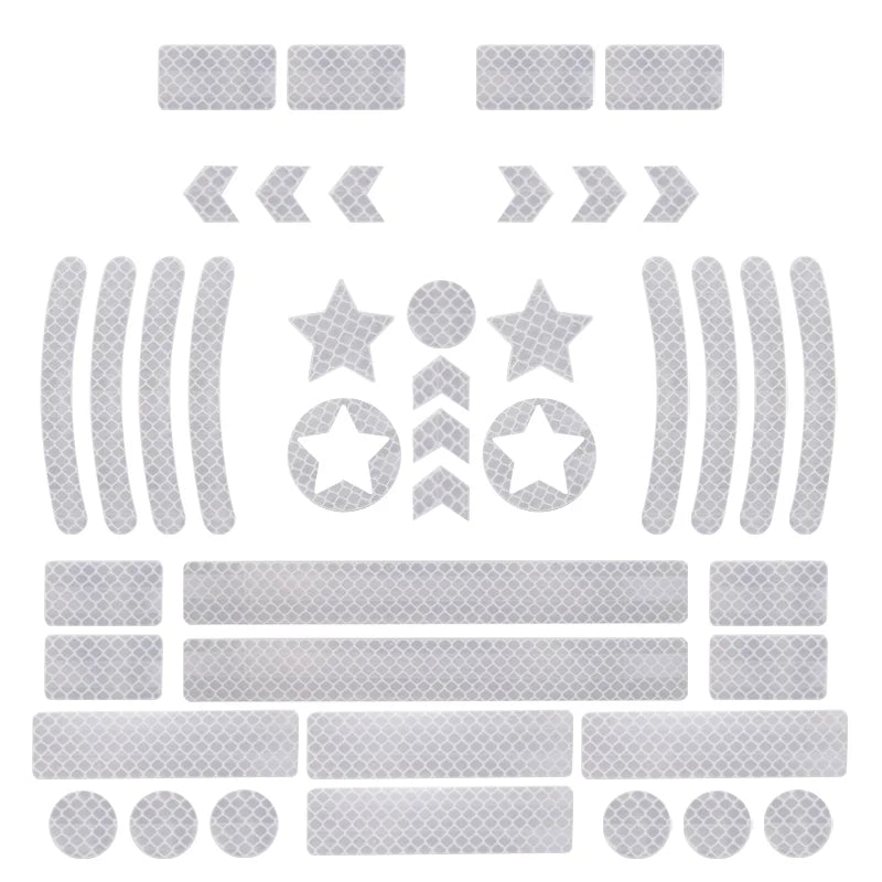 Bike Reflective Stickers MTB Scooter Helmet Body Reflective Sticker Night Safety Grid Stripe Warning Strip Bicycle Reflector