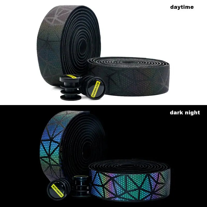 Bicycle Handlebar Tape Change Color Reflective PU+EVA Leather Dimming Sticker Belt Mountain Bike Anti-Vibration Handle Bar Tapes