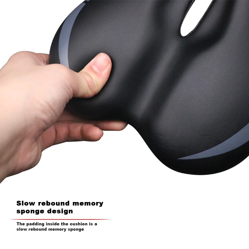 Bicycle Saddle Extra Soft Gel Leather Shock Absorbing Design Mountain Road Bike Comfort Soft Cushion Cycling Padded Wide Saddle