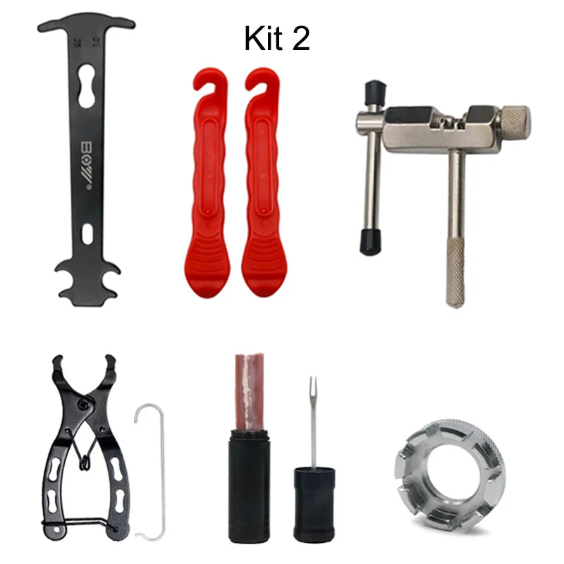 Bicycle Repair Tool Kits Bike Chain Measuring Ruler Crank Puller Extractor Tire Repair Tool Flywheel Remover Cycling Repair Part