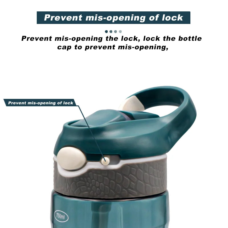 750ml Bicycle Water Bottle Portable Tritan Material Straw BPA Free Durable Outdoor Sports Shaker Fitness MTB Bike Drink Bottles