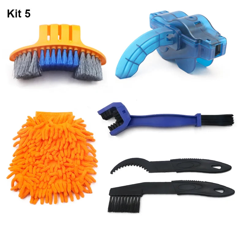 Bicycle Cleaning Kit Mountain Bike Chain Cleaner Scrubber Tire Brushes Washing Glove Cycling Maintenance Tool Accessories