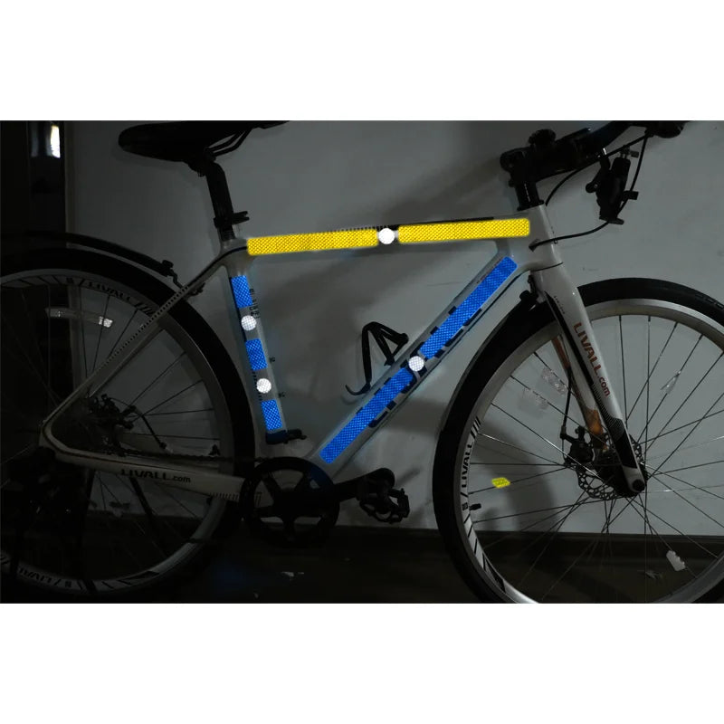 Bike Reflective Stickers MTB Scooter Helmet Body Reflective Sticker Night Safety Grid Stripe Warning Strip Bicycle Reflector