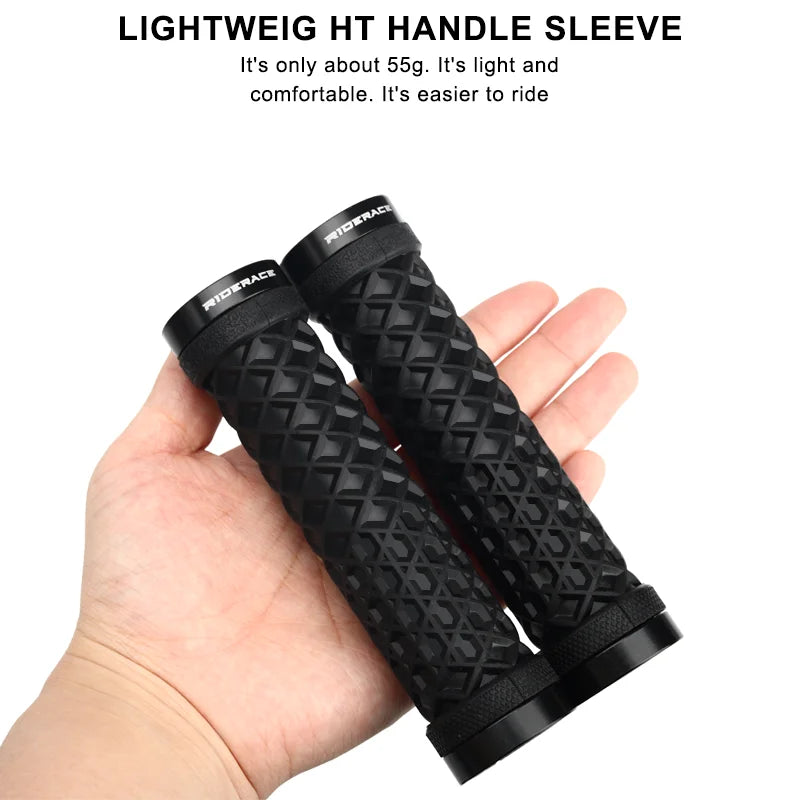 Bicycle Grips Ergonomic Rubber Soft Anti Slip Shock Absorption Mountain Bike Handlebar Grips Aluminium Alloy Bilateral Lock Ring