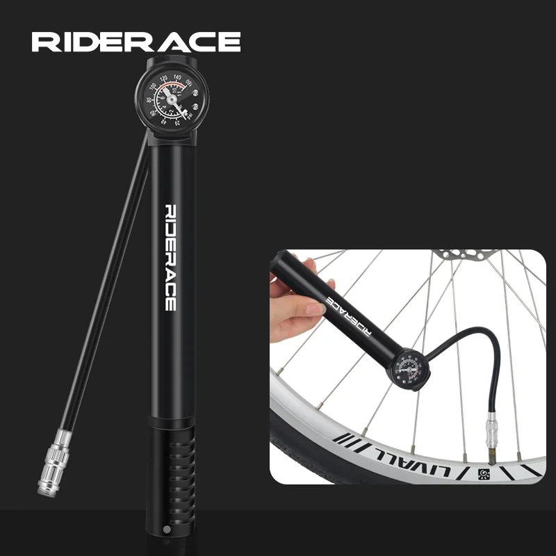 Bicycle Inflator With Gauge Portable Aluminum Alloy Hand Tire Air Inflator MTB Road Bike Pump For AV FV Presta Schrader Valve