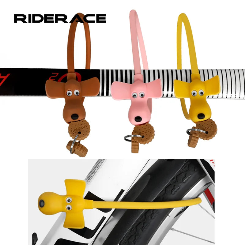 Bicycle Chain Lock With Keys Cute Dog MTB Road Bike Lock Anti-Theft Silicone Covered Cable For Cycling Helmet High Security