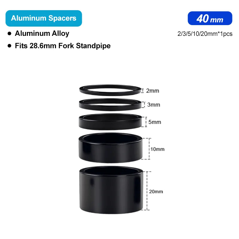 Bicycle Headset Spacer Aluminum Alloy For 28.6mm Bike Stem Washer Steerer Tube Fork Stem Height Adjust Ring For 2/3/5/10/20mm