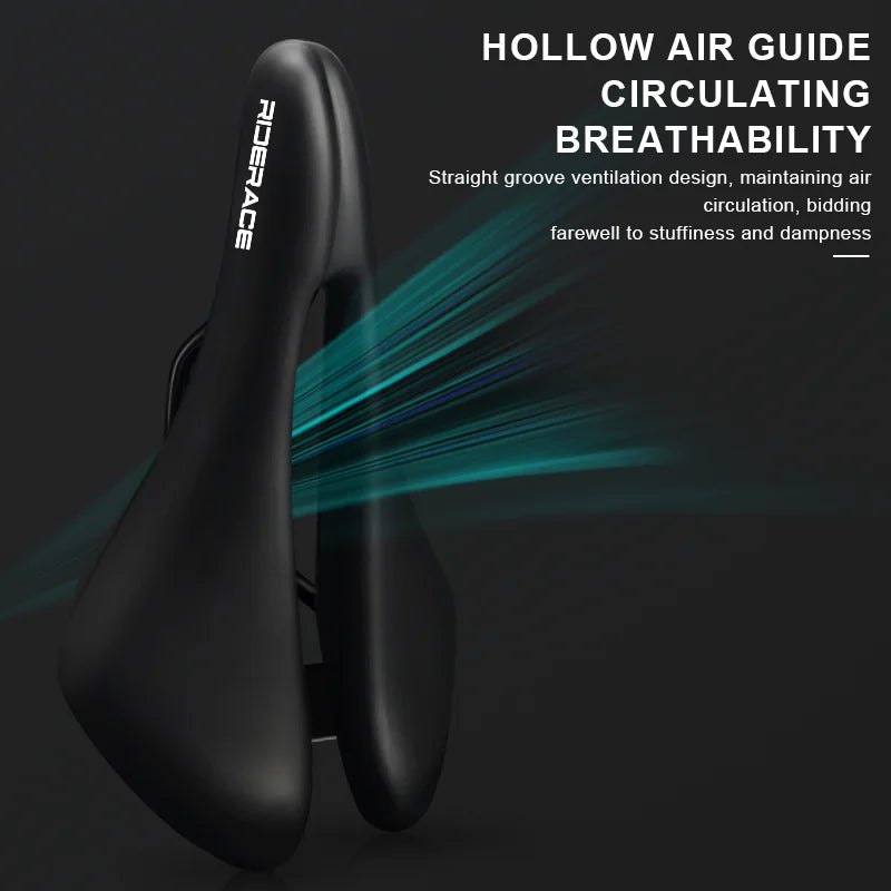 Bicycle Saddle Hollow Breathable PU Leather Mountain Road Bike Seat Thicken Soft Comfortable Racing Cushion Shock Absorption