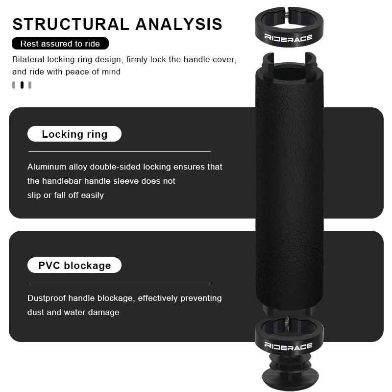 Bicycle Handlebar Cover Integrated Rubber Anti-Slip Shockproof Ergonomic MTB Mountain Bike Handle Bar Cuffs BMX Cycling Parts