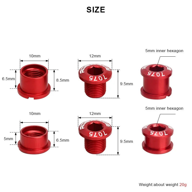 5Pcs Bicycle Chainwheel Screws Double/Single Chainring Bolts Dental Plate 6.5/8.5mm Disc Screws Road Crankset Bolt&Nut Set