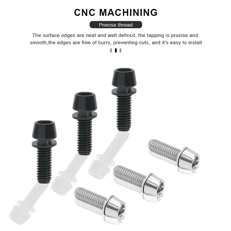 6Pcs Bicycle Stem Bolts M6X18mm Steel Hexagon Screw Disc Brake Caliper Bolts Bike Handlebar Screw With Washer Cycling Parts