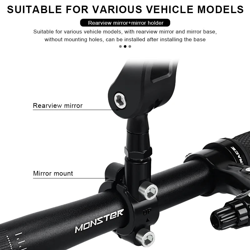 Bicycle Rear View Mirror 360° Adjustable Angles Clear Wide Range Bike Handlebar Rear View Mirror Electric Scooter Reflector