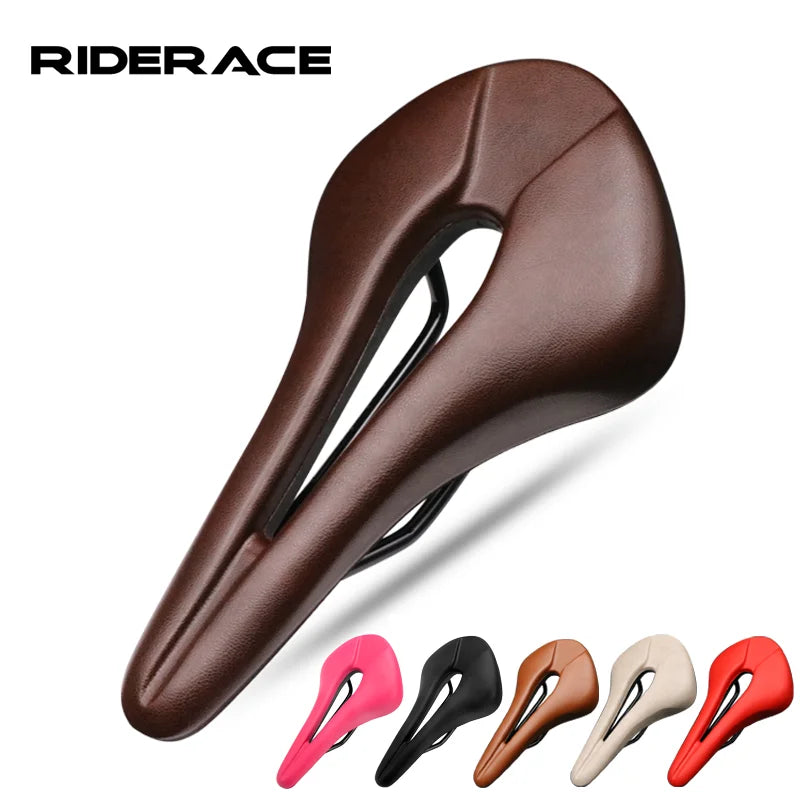 Bicycle Saddle Breathable Hollow Design PU Leather Soft Comfortable Seat MTB Mountain Road Bike One-Piece Cushion Cycling Parts