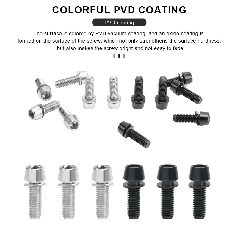 6Pcs Bicycle Stem Bolts M6X18mm Steel Hexagon Screw Disc Brake Caliper Bolts Bike Handlebar Screw With Washer Cycling Parts