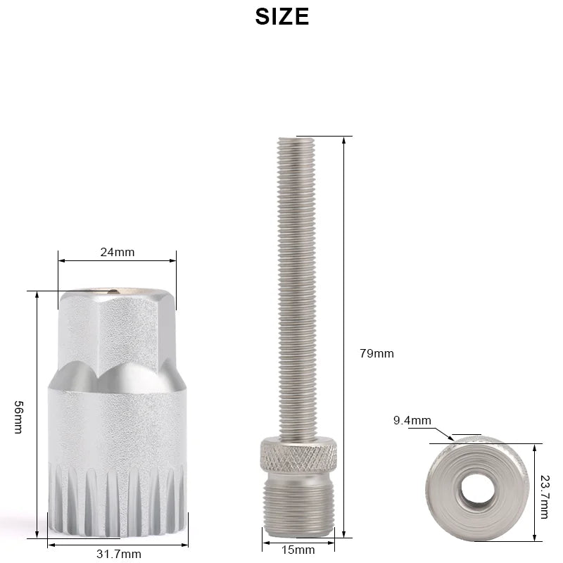 Bicycle Bottom Bracket Removal Tool 20 Teeth Square Hole Spline Sleeve Repair Tool Bike Remover Fixing Rod Anti-Drop Screw Tool