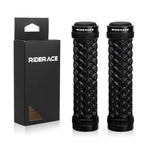 Bicycle Grips Ergonomic Rubber Soft Anti Slip Shock Absorption Mountain Bike Handlebar Grips Aluminium Alloy Bilateral Lock Ring