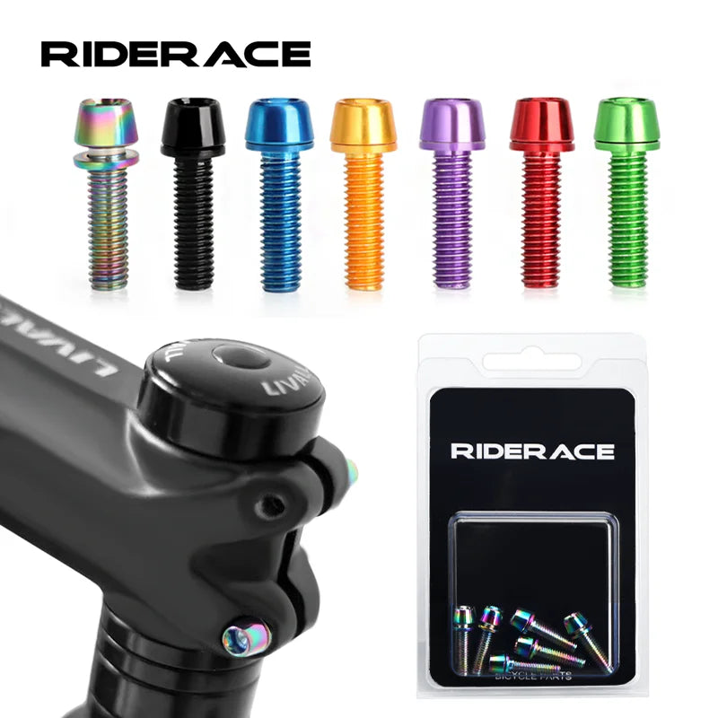 6Pcs Bicycle Handlebar Screws M5*18MM Alloy Steel Titanium-Plated Colorful Screws Mountain Bike Handle Bar Stem Riser Screw