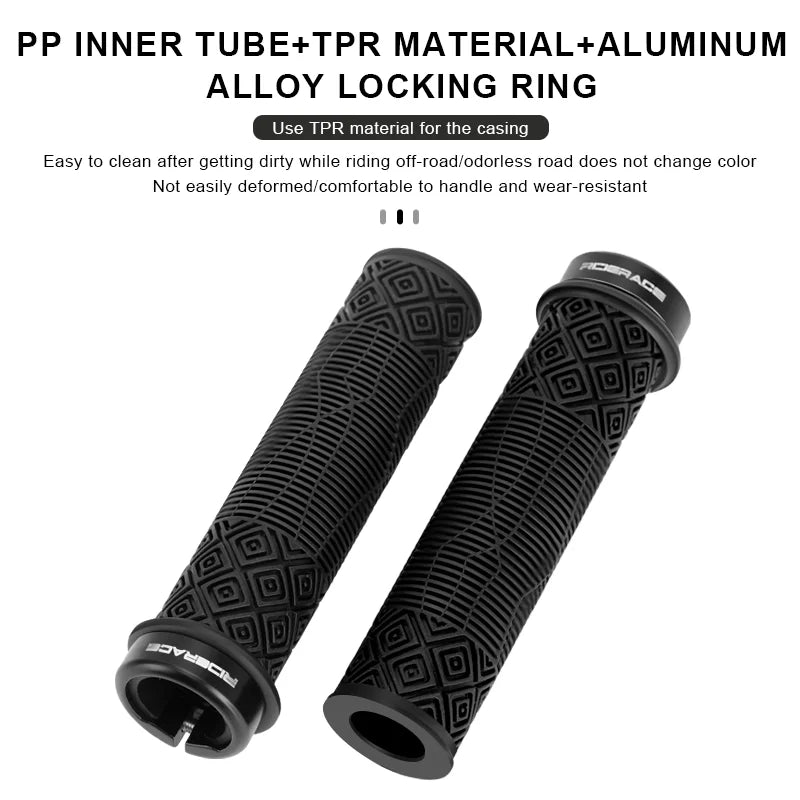 1Pair Mountain Bike Handlebar Grips Anti-Skid Soft Comfortable Lockable Bicycle Grips TPR Rubber Ergonomic Cycling Accessories
