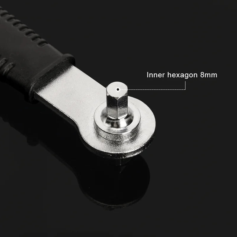 3 In 1 Bike Repair Wrench 16mm Hexagonal Hole 8mm Hex Key Wrench 1/2" Square Socket Multi High Hardness With Anti-Slip Handle