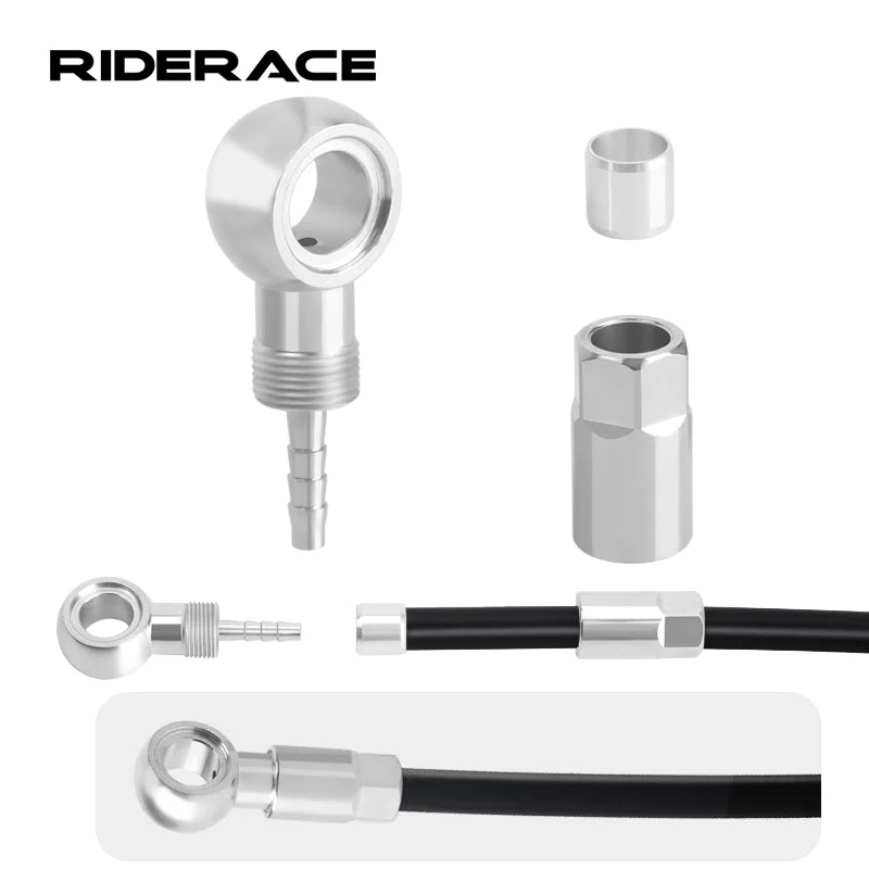Bicycle Hydraulic Brake Banjo Fitting Stainless Steel Bike Hydraulic Cable End Connector Banjo Set Cycling Oil Needle Olive Head