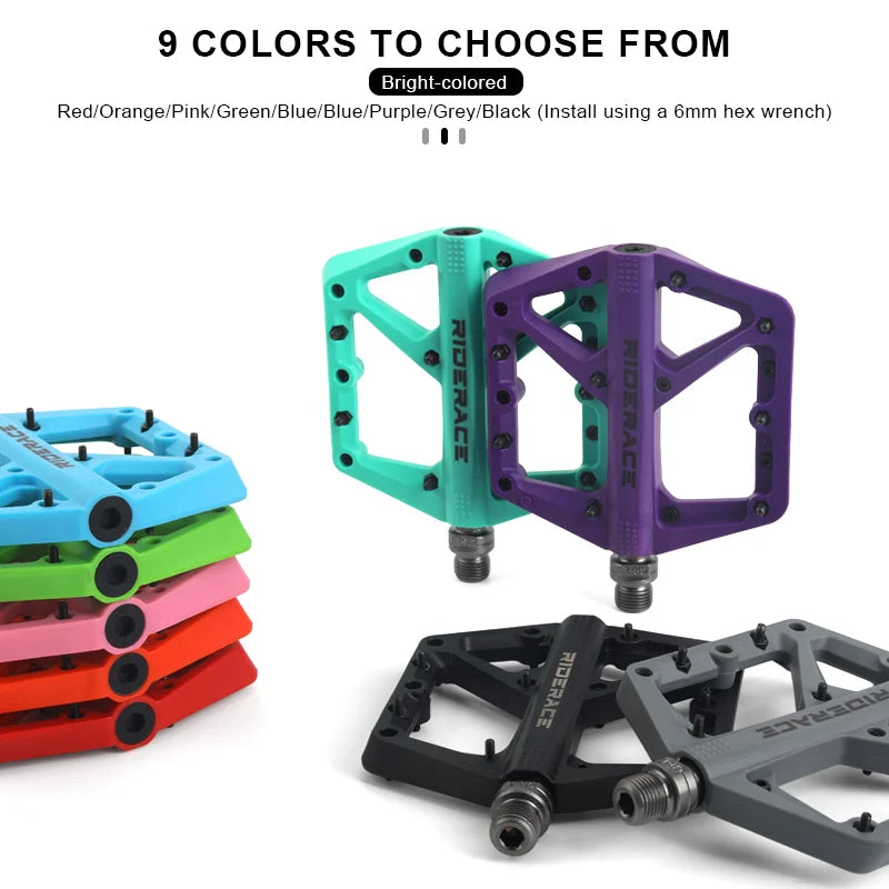 Bicycle Pedal Anti-Slip Ultralight Nylon DU Bearing For Road Mountain Bike Pedals Multicolor Flat Platform Cycling Accessories