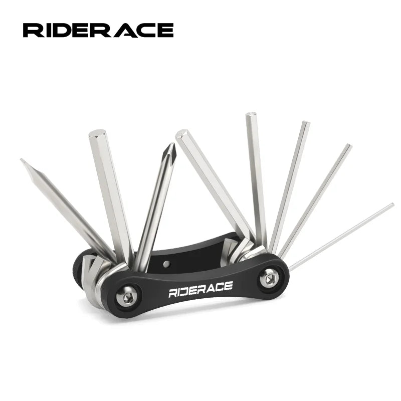 8 In 1 Bicycle Hex Spoke Wrench CR-V Steel Multifunction Portable MTB Road Bike Wrench Screwdriver Foldable Cycling Repair Tools