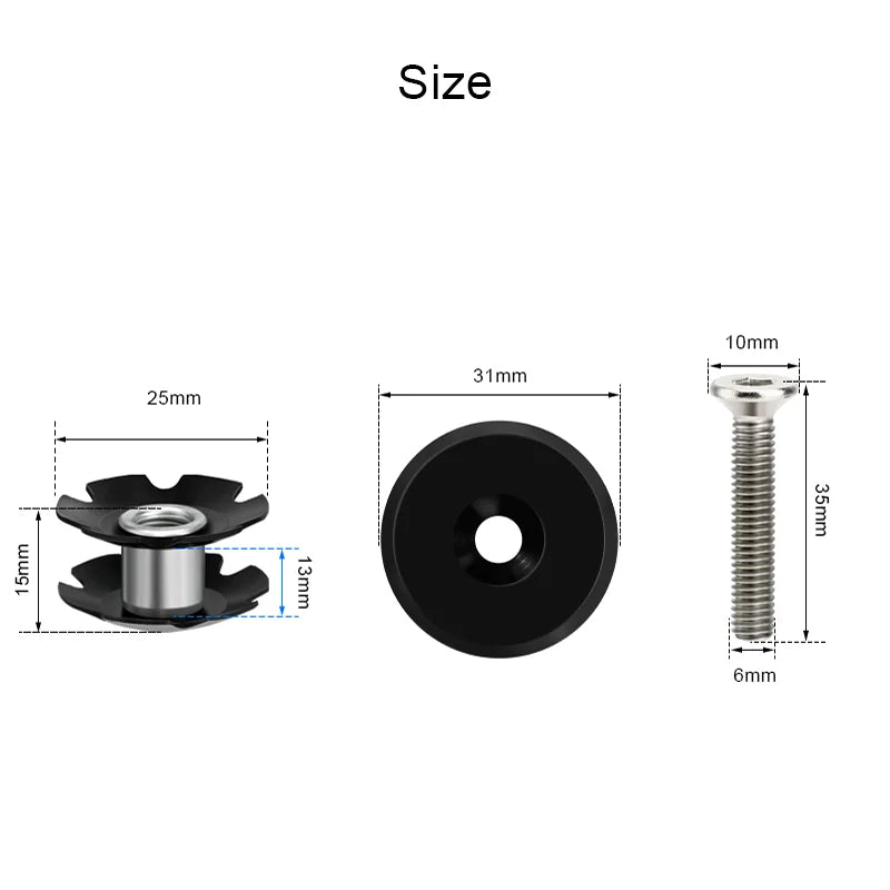 Bike Headset Stem Top Cap Cover Bicycle Stem Headset Top Caps Bolt Headset Screw Star Nuts For 1-1/8" 28.6mm Front Fork Tube