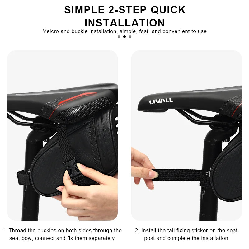 New Bike Saddle Bag Waterproof Reflective Striped MTB Road Bicycle Tail Bag Small Storage Cycling Seat Tail Rear Tool Pouch Bag