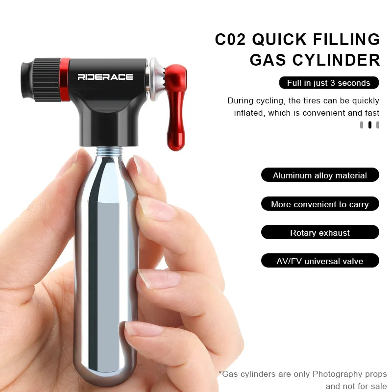 CO2 Pump For Bicycle Schrader Presta Adapter Aluminum Alloy Bike Tire Tube Pump With Insulated Sleeve Mini Lightweight Portable