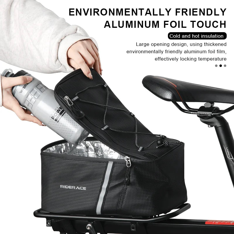 5L Bike Trunk Bag Waterproof Dustproof Large Capacity Mountain Bicycle Rear Seat Bag With Rain Cover Cycling Luggage Rear Basket