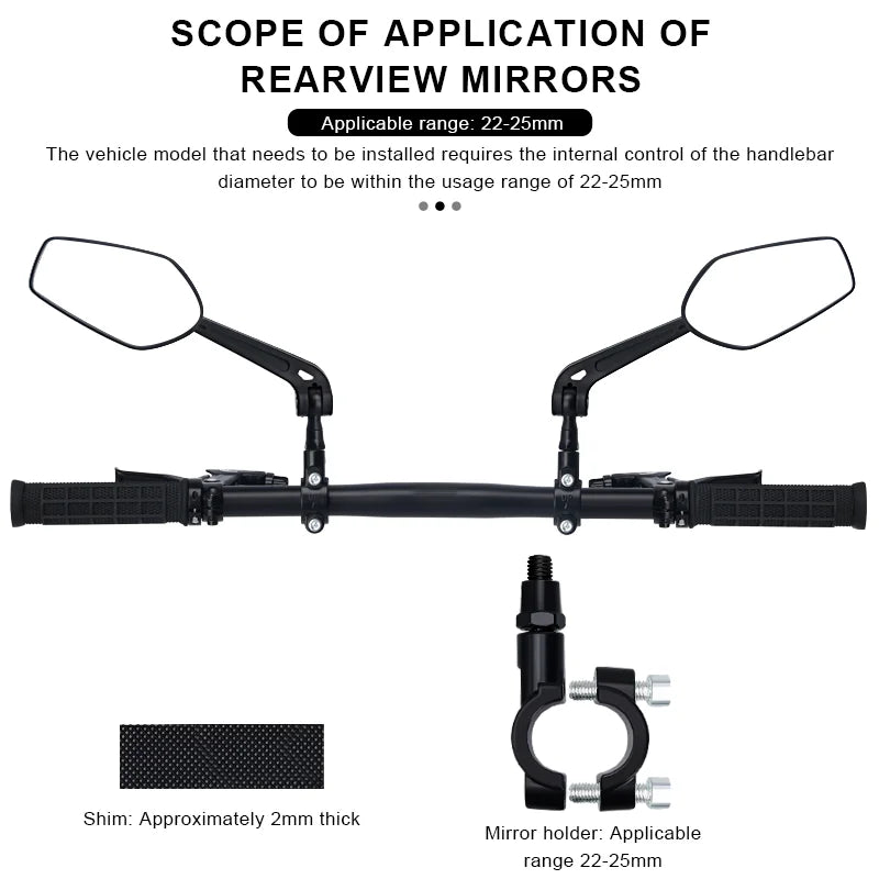 Bicycle Rear View Mirror 360° Adjustable Angles Clear Wide Range Bike Handlebar Rear View Mirror Electric Scooter Reflector