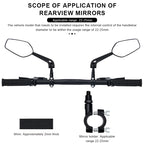Bicycle Rear View Mirror 360° Adjustable Angles Clear Wide Range Bike Handlebar Rear View Mirror Electric Scooter Reflector
