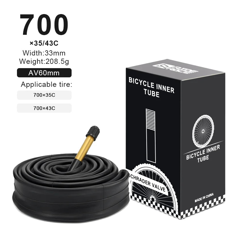 2Pcs Bicycle Inner Tube For AV FV Schrader Presta Valve 700C 18 23 25 28 32 35 43C 48/60mm Bike Inner Tube Cycling Accessories