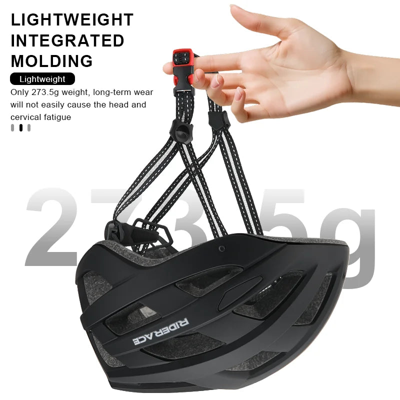 New Cycling Helmet With USB Rechargeable Tail Light Bike Safety Cap Lightweight Hollow Breathable Adjustable Bicycle Helmet