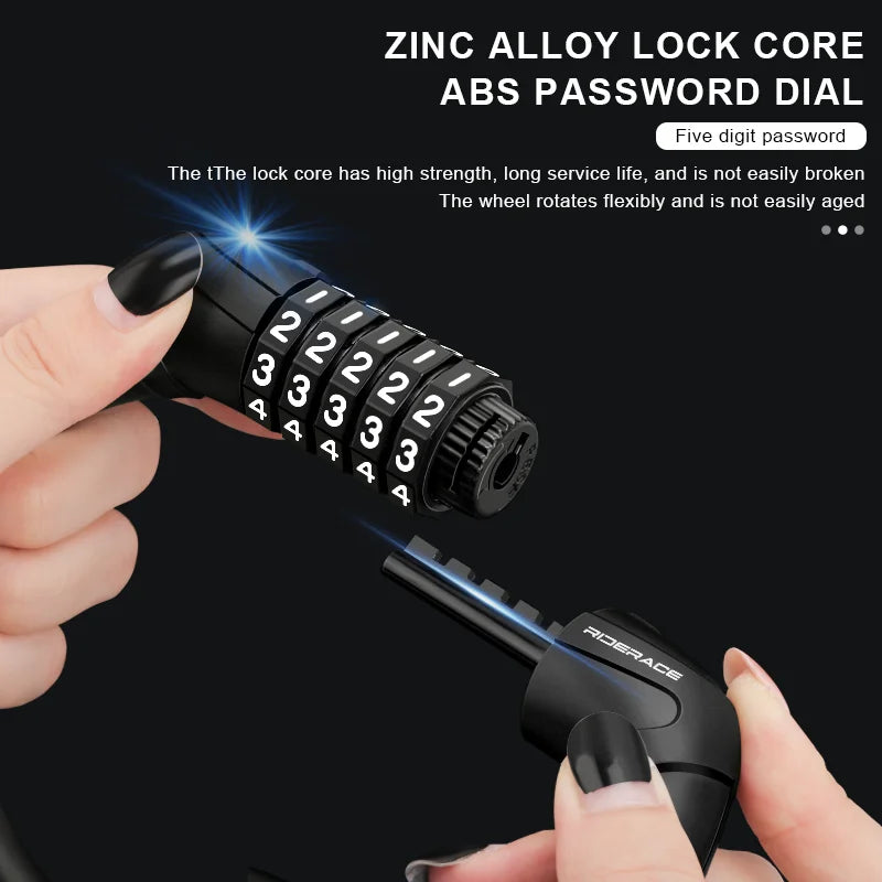 Bike Anti-Theft Lock 4/5 Digit Password Portable Security Steel Chain Lock Road Bicycle Password Cable Lock Cycling Equipment