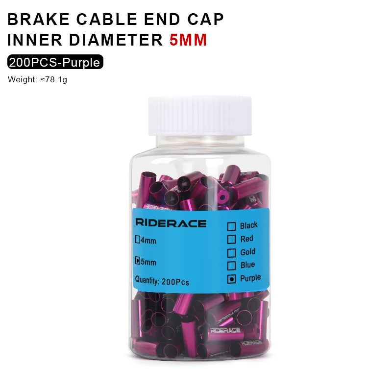 200Pcs Cnc Bike Derailleur Cable Housing End Cap Aluminum Alloy Bicycle Brake Cable Housing Cover Cycling Shift Line Cover