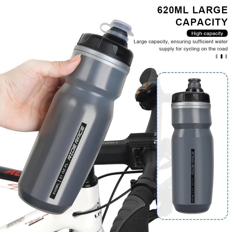 620ML Bike Water Bottle PP Dual Layer Insulated Thermal Cup Bicycle Bottle Portable Squeeze Drinking Outdoor Riding Sport Kettle