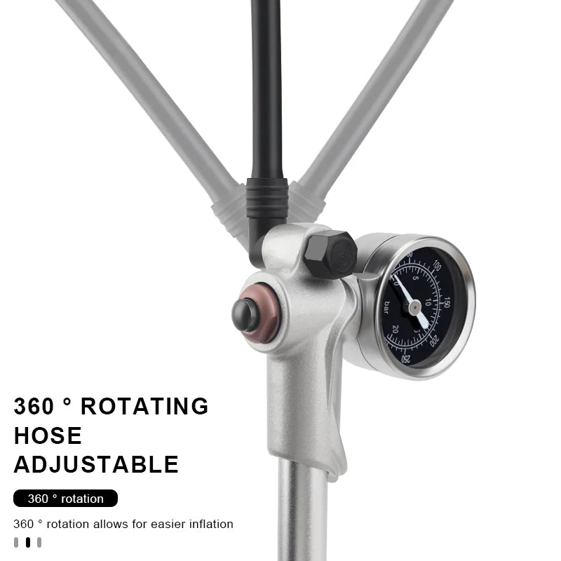 300PSI High Pressure Bicycle Pump With Gauge For Fork Suspension Shock Absorber Bike Air Inflator Hand Pump Schrader Valve