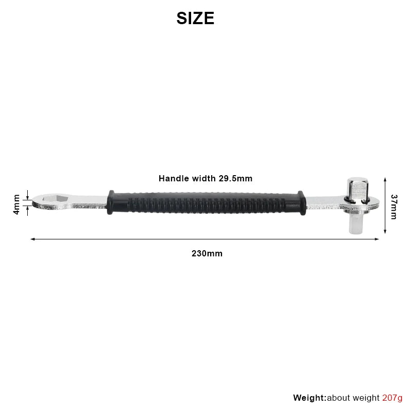3 In 1 Bike Repair Wrench 16mm Hexagonal Hole 8mm Hex Key Wrench 1/2" Square Socket Multi High Hardness With Anti-Slip Handle