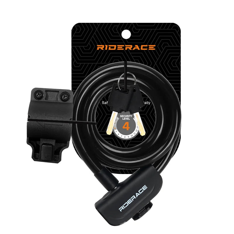 Portable Bicycle Lock Coiled Secure Keys Safety Anti-Theft Weathproof Scooter MTB Road Bike Lock With Bracket Steel Cable Lock