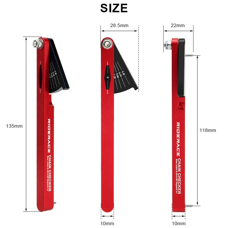 Bicycle Chain Wear Indicator Tool Aluminium Alloy Bike Chain Stretch Detection Caliper Tool MTB Chain Gauge Measurement Checker