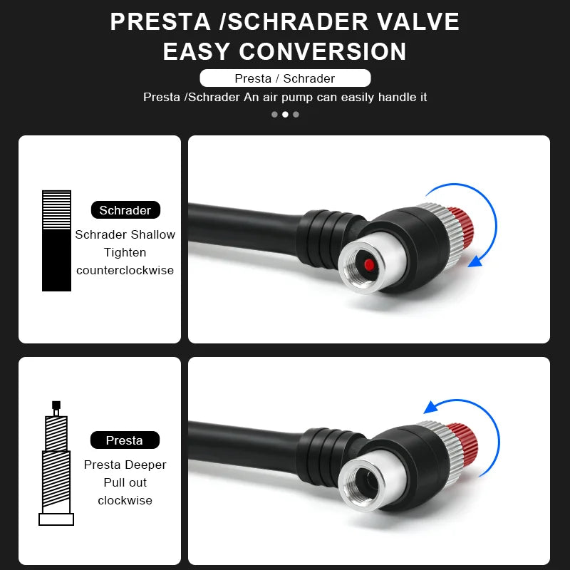 Bicycle Air Pump 300Psi High Pressure Schrader Presta Valve Bike Pump For Front Fork And Rear Suspension With Pressure Gauge